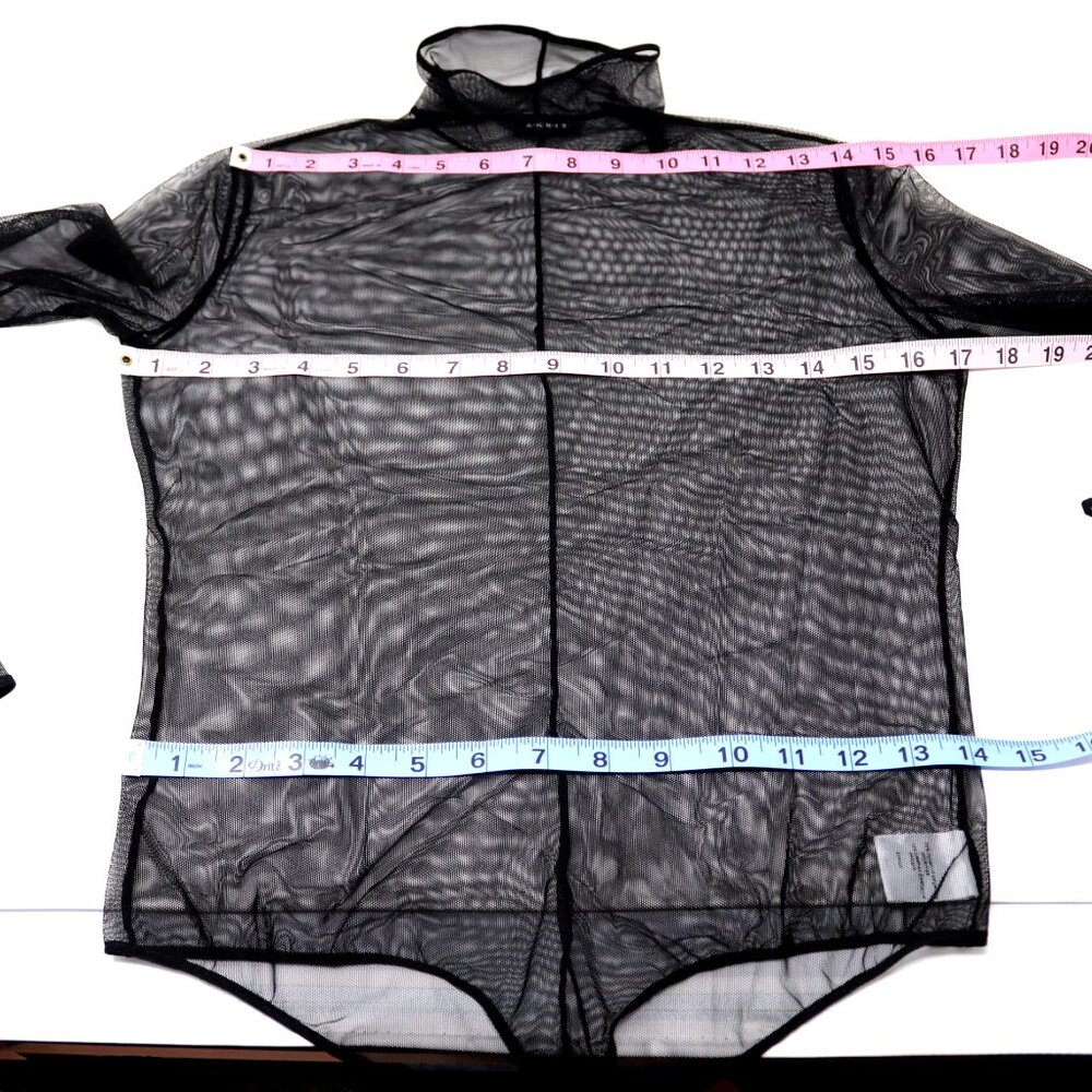 AKRIS Mock-Neck Illusion Sheer See Through Long-Sleeve Mesh Bodysuit - Picture 11 of 12